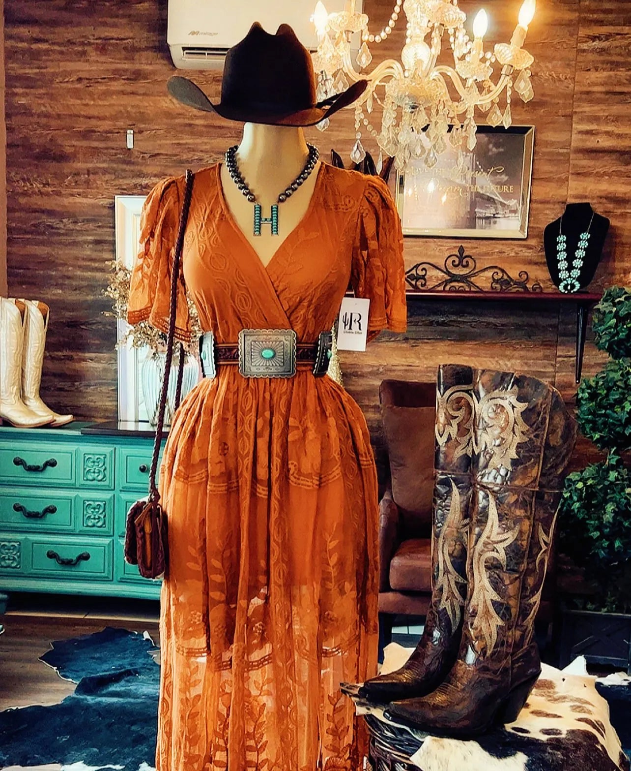 Boho Western Embroidered Mesh Maxi Dress