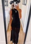 The Black Mesh Maxi Dress