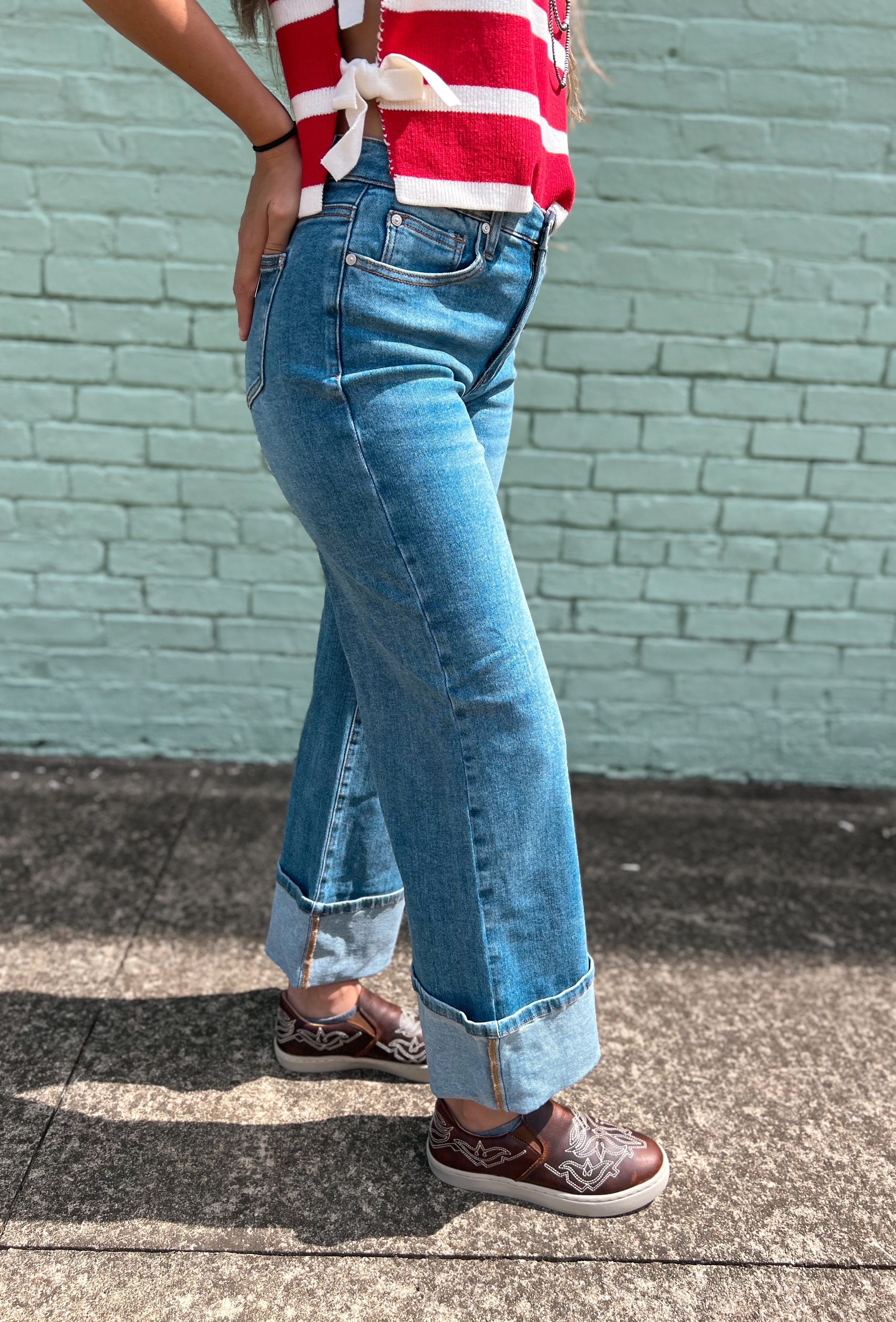 The Dani Cuffed Wide Leg Jeans