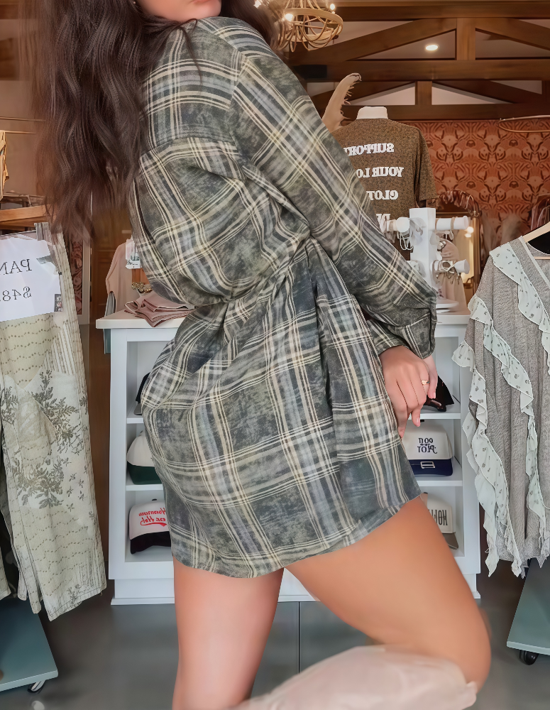 Women's Long Sleeve Plaid Dress