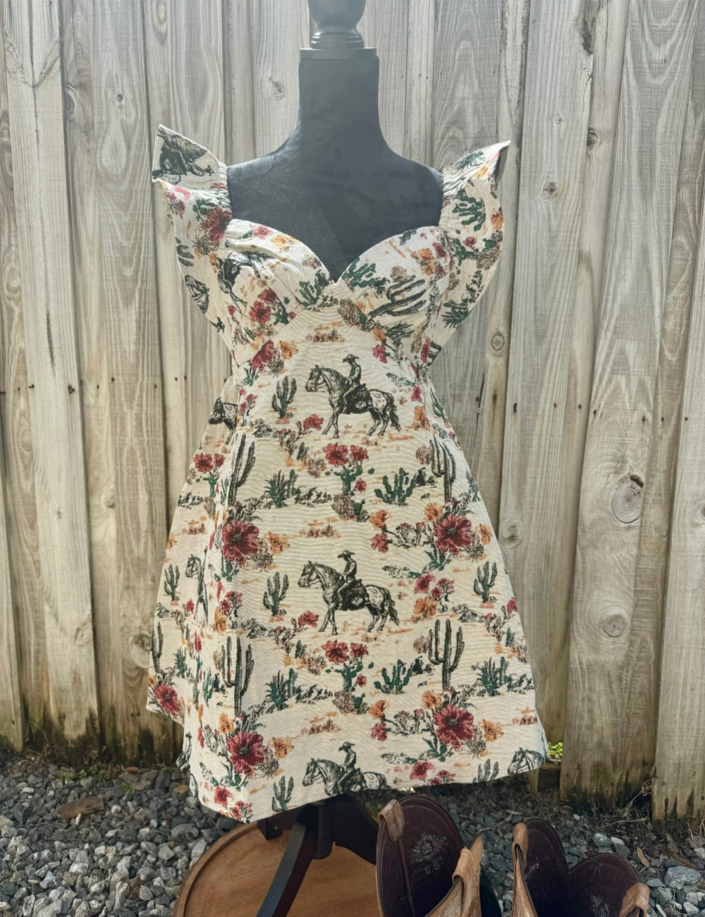 The Vintage Cowboy Dress - Cream