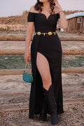 Off-Shoulder Slit Maxi Dress