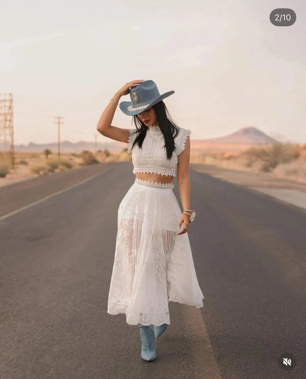 Western Lace Two-Piece Dress – Black