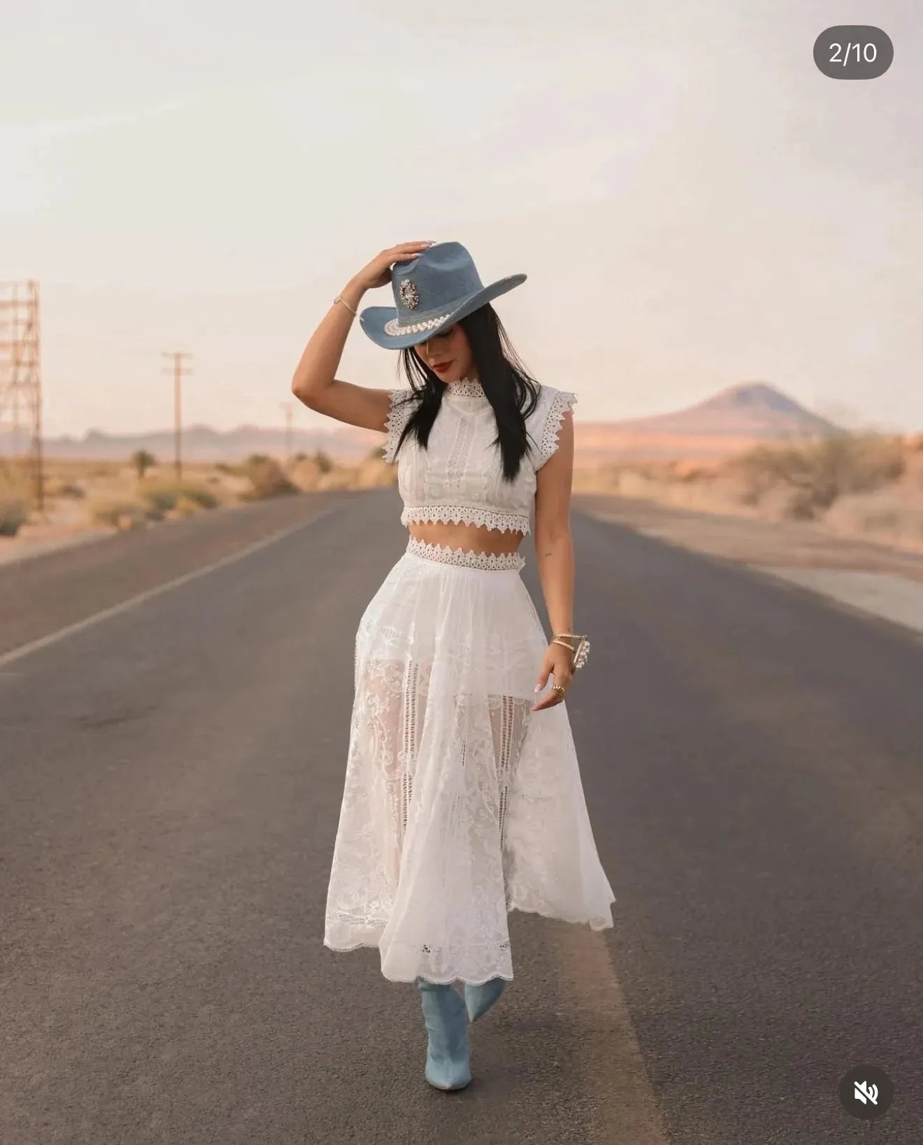 Western Lace Two-Piece Dress – Black