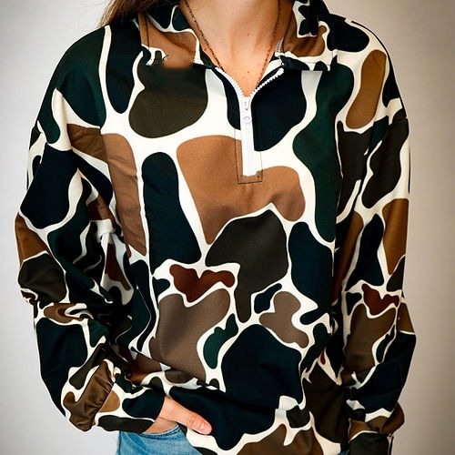 Desert Camouflage Pullover Half Zip Sweatshirt