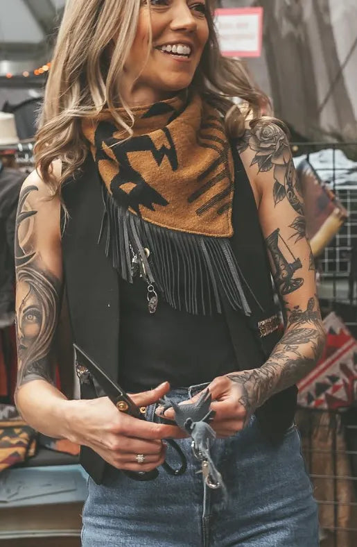 Fringe Bandana - Tan Thunderbird