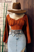 One Shoulder Short Long Sleeve Top