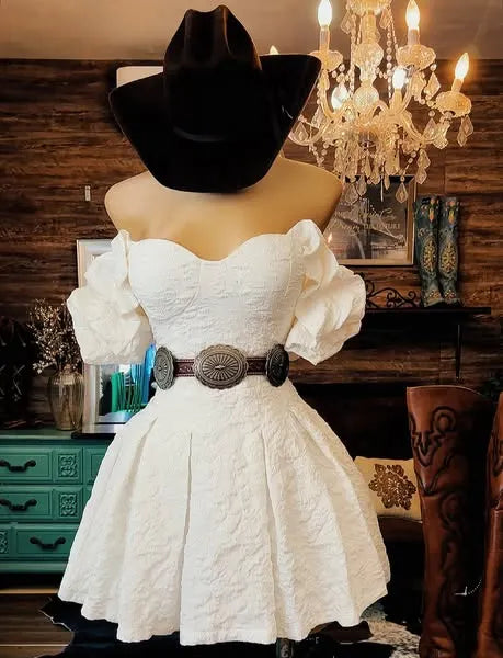 Western Off-Shoulder Mini Ruffle Dress