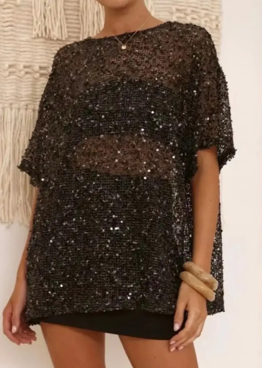 Sequin Oversized Top