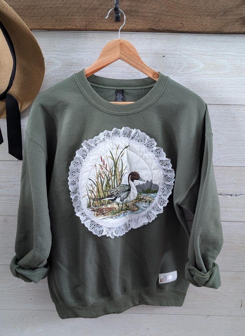 Lace & Quilted Pintail Crewneck