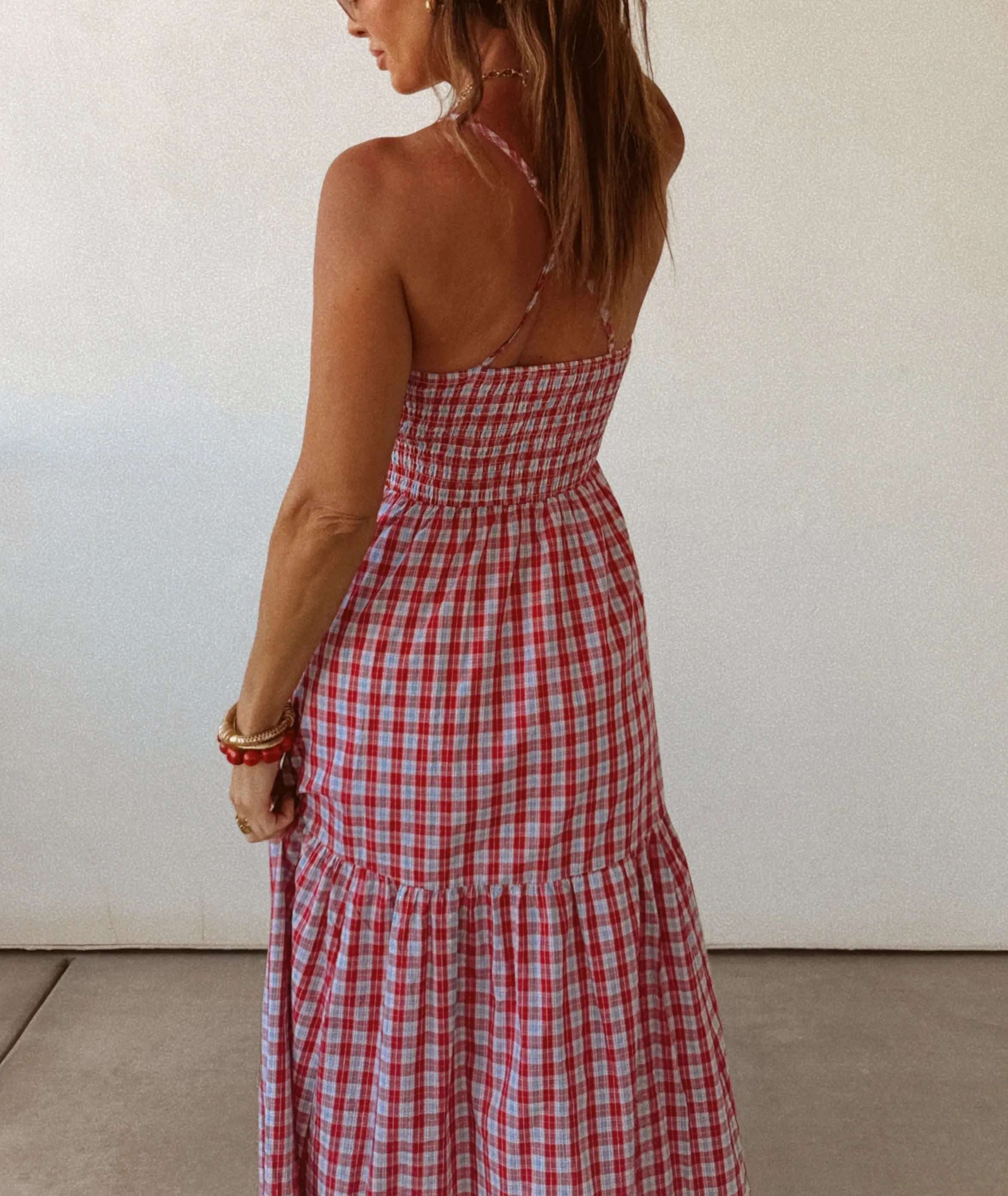 Cape May Red Gingham  Maxi Dress