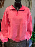 Women's Vintage Red Zipper Top