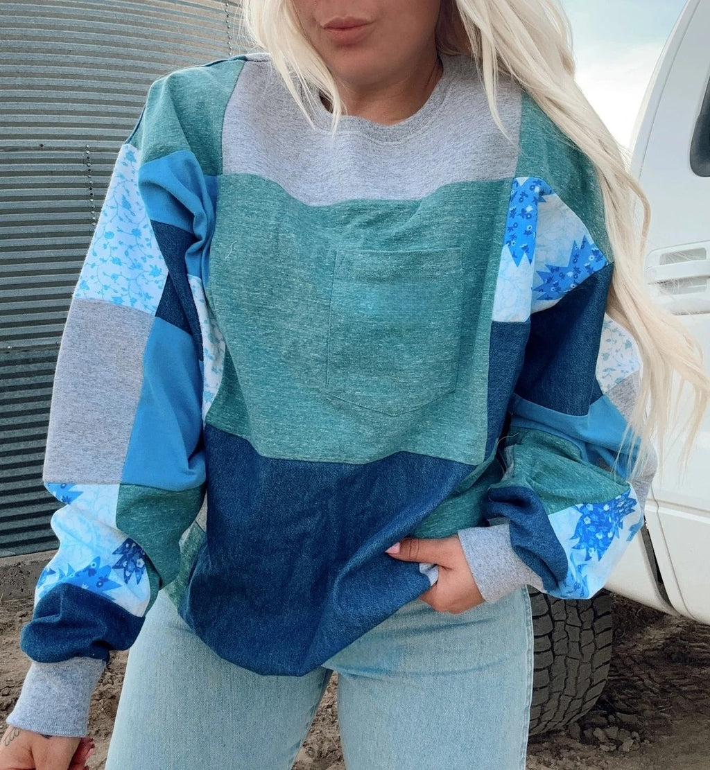 Cowboy Quilt Crew Neck Sweatshirt