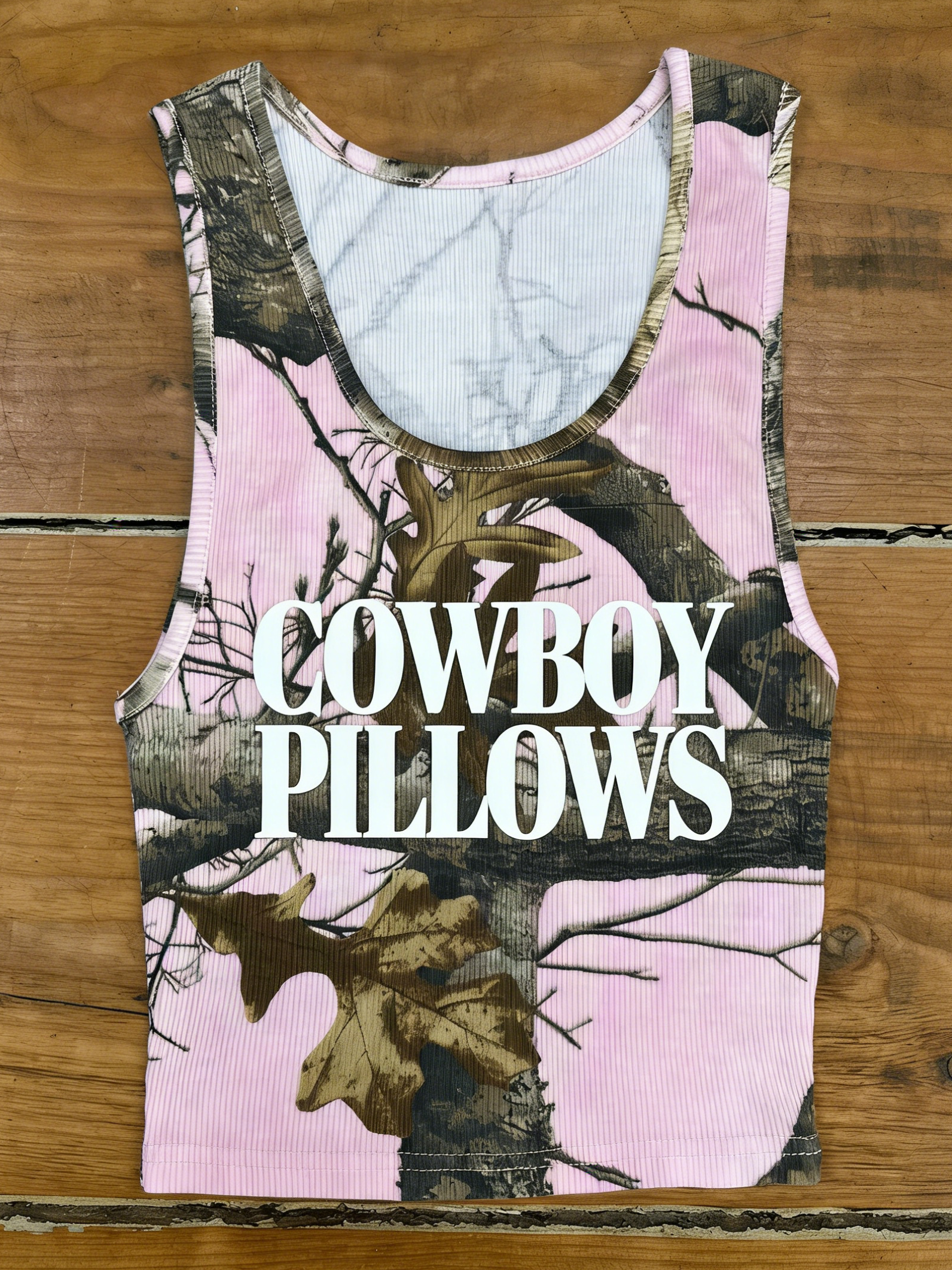 Pink Camo Cowboy Pillows Tank Top
