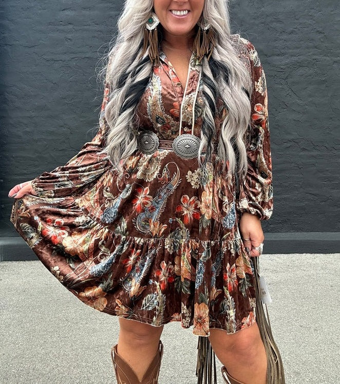 Paisley Princess Dress Brown