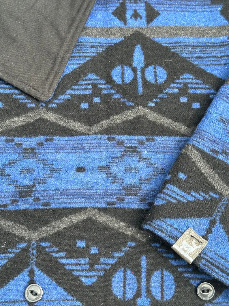 Cobalt Blue Western Aztec Warm Neck Hood
