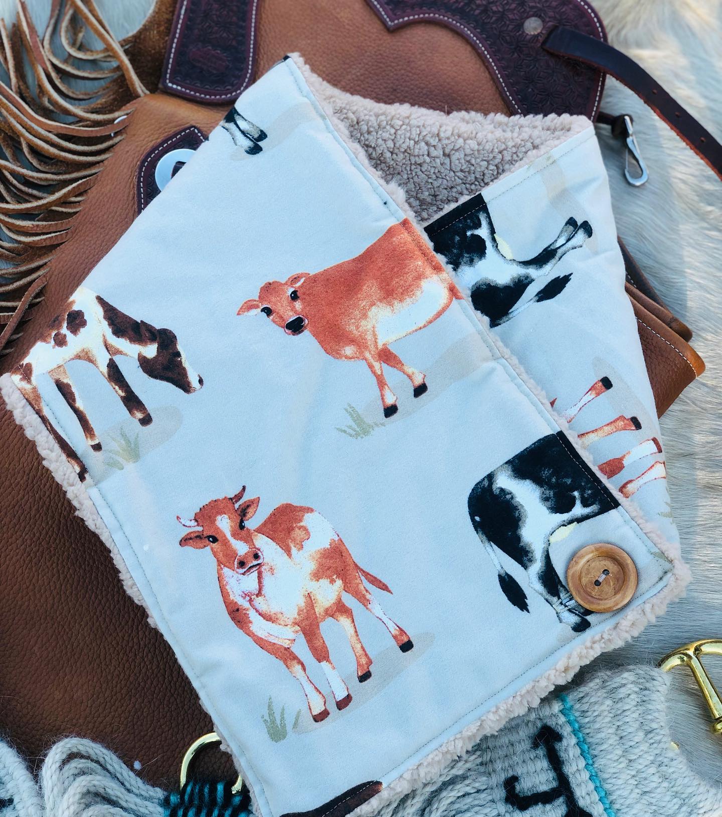 Women's Warm Neck Hood Scarf-dairy Cow