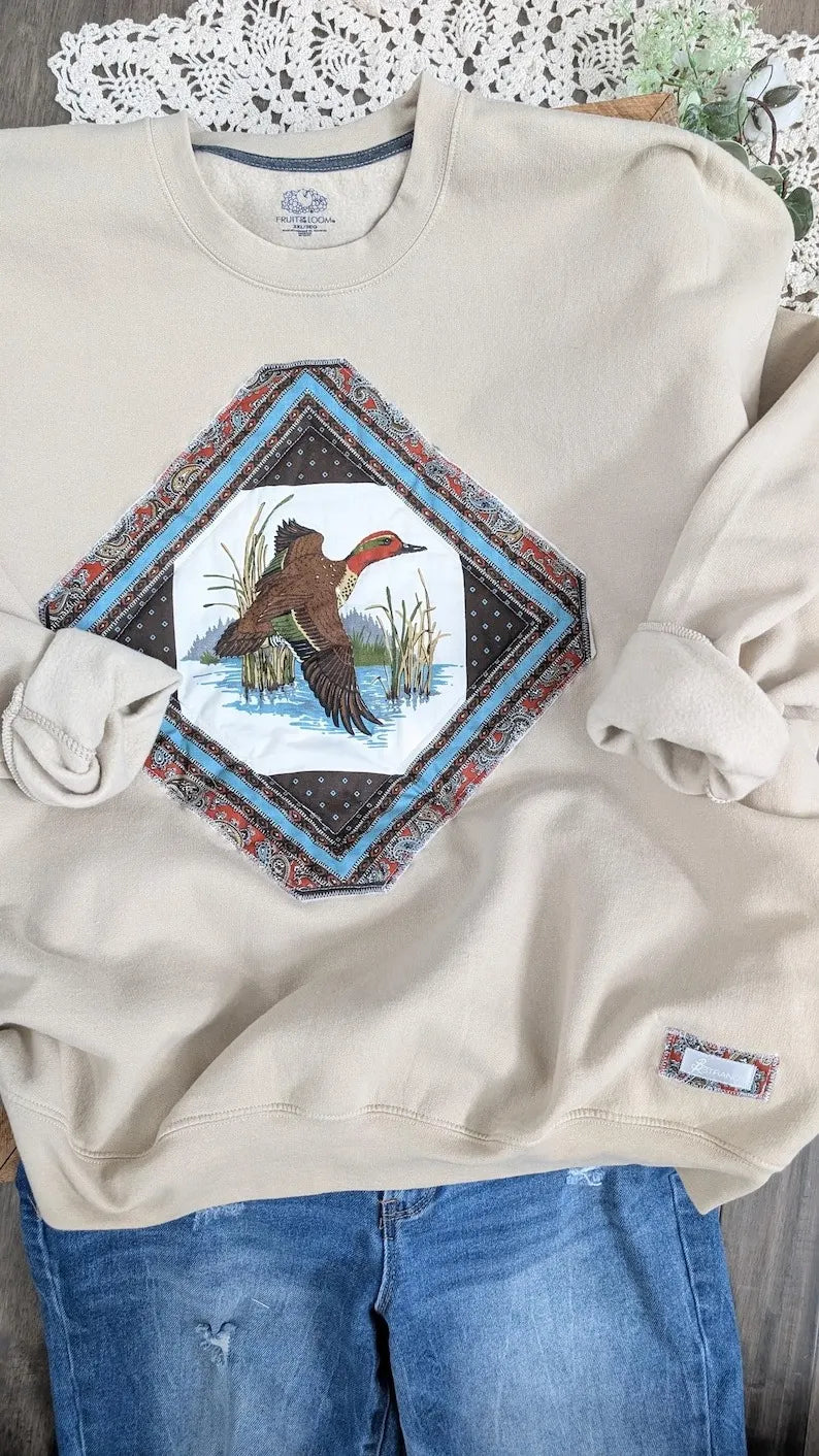 Paisley DUCK Vintage Print  Crewneck