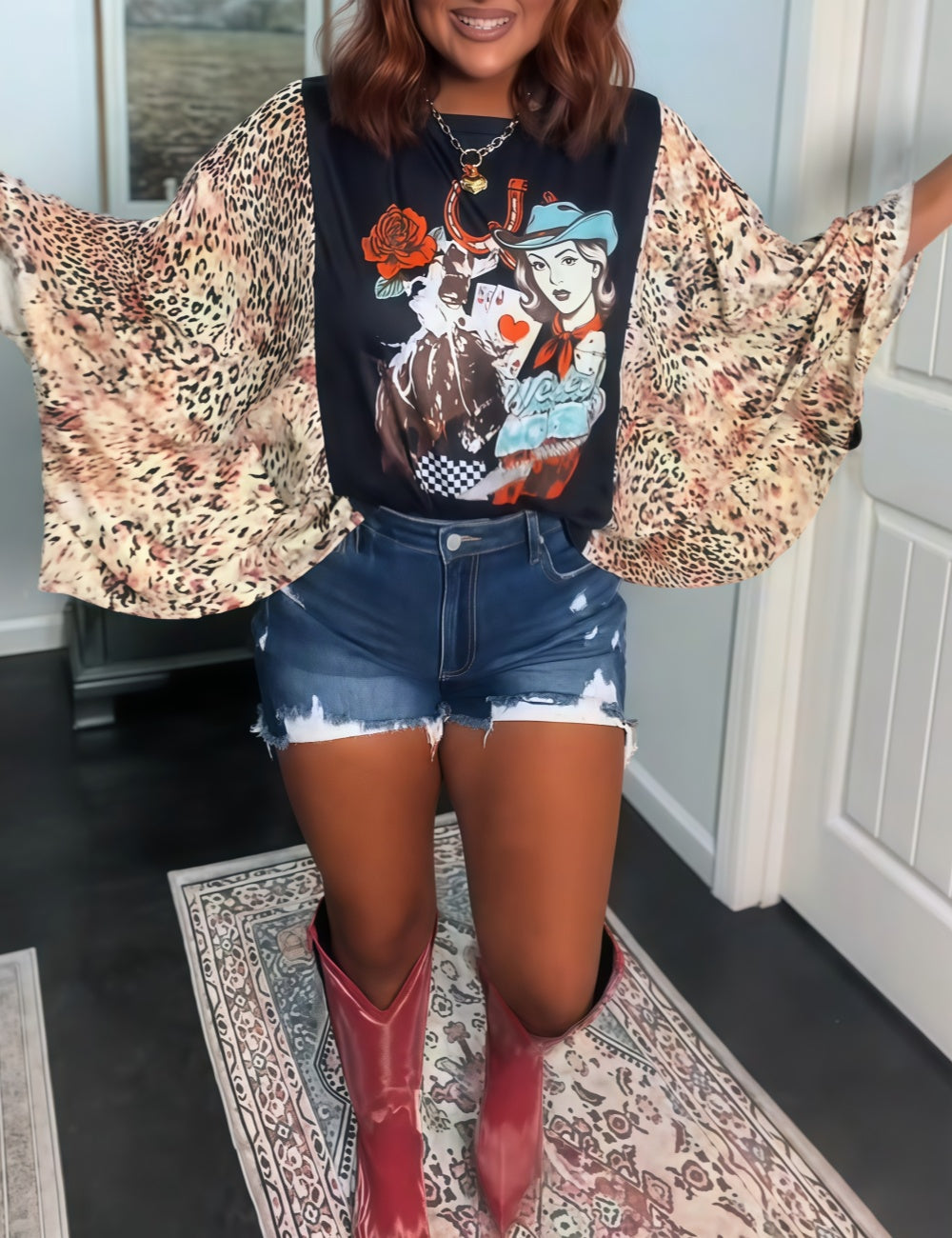 Bohemian batwing-sleeve top