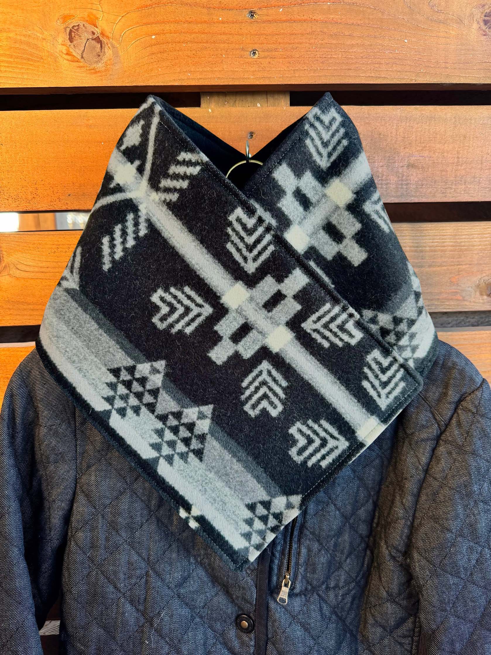 Women's Western Black Aztec Warm Neck Hood12