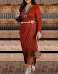 Rodeo Fringe Long Sleeve V-Neck Dress