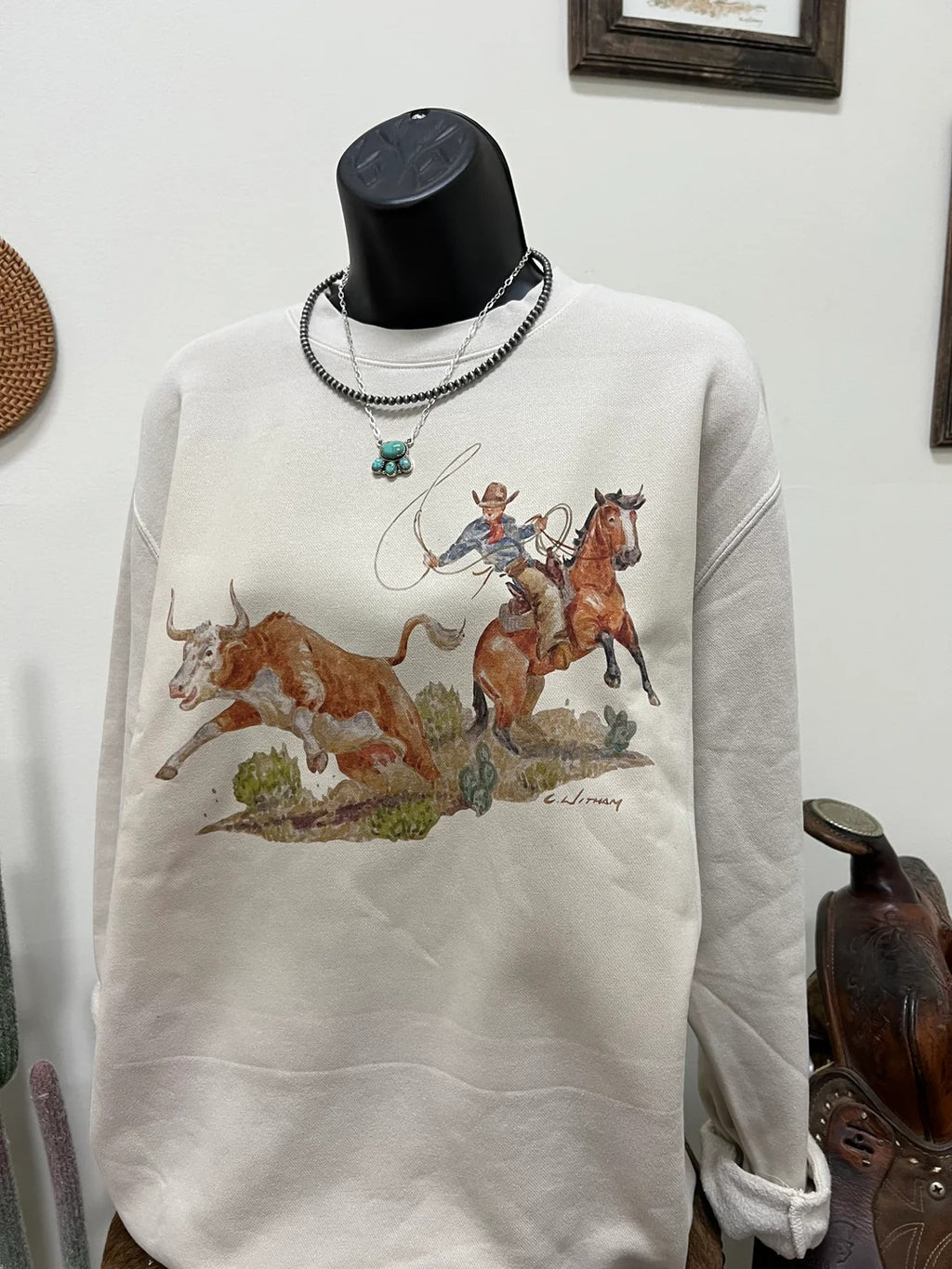 Wild Cow Catcher Crewneck-Natural
