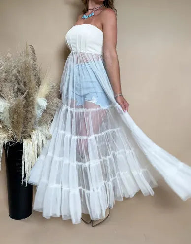 Cream Daydream Maxi Corset Top