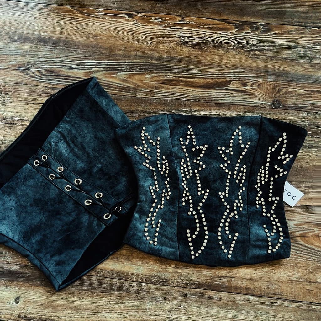 Western velvet Gabby Corset Top (Navy Blue)