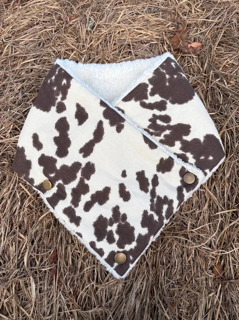 Women's Western Cow pattern Sherpa Warm Neck Hood