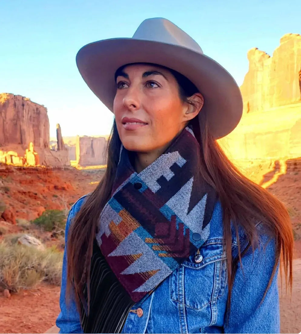 Women's Western Fringed Scarf -  Aztec Pattern