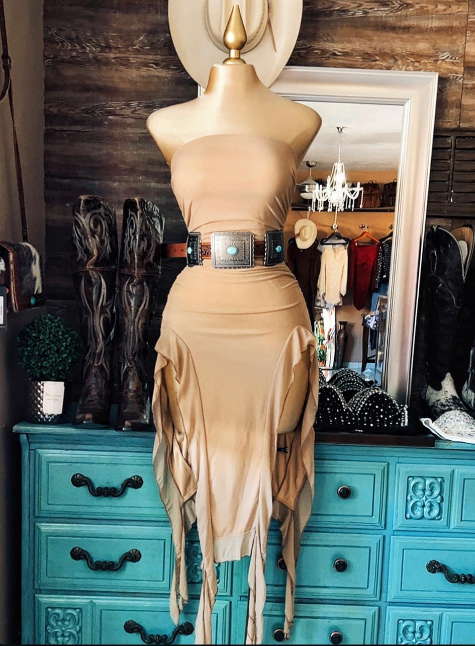 Elegant Ruffled Tube Top Dress