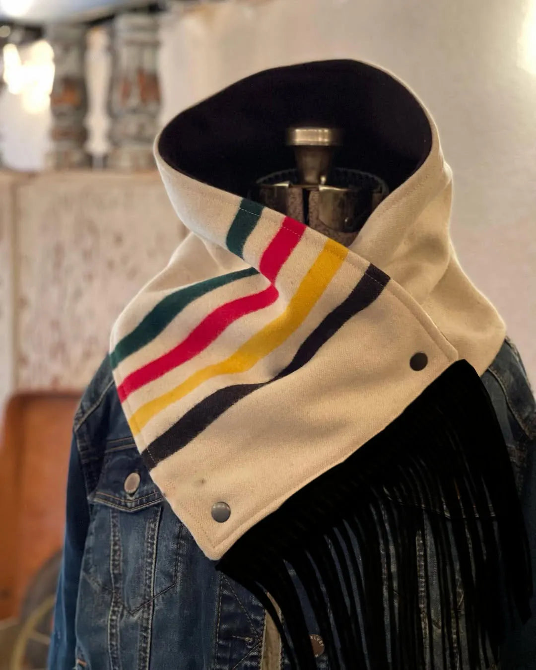 Women's Western-style Fringe Scarf - Rainbow Stripes