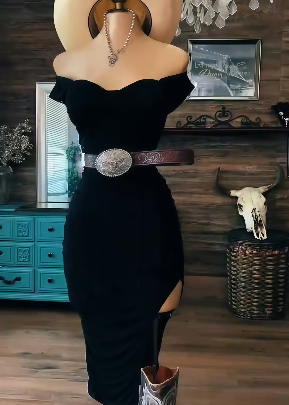 Women's Black Summer Slit Dress