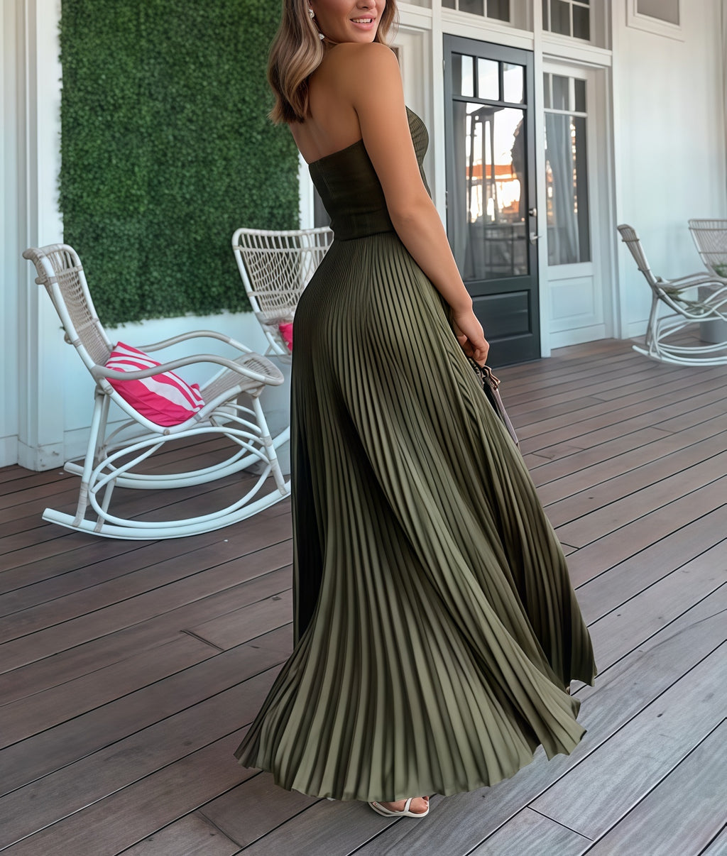 Olive Romance Strapless Midi Dress