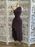 One-Shoulder Draped Maxi Dress