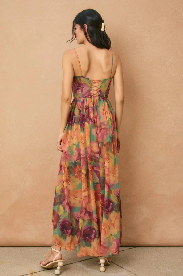 Flower Garden Corset Maxi Dress
