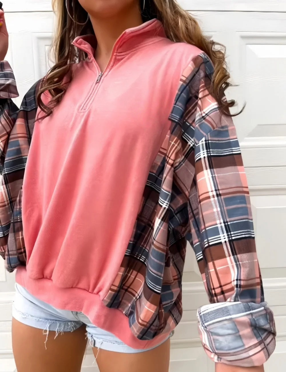 Flannel Plaid Patchwork Top