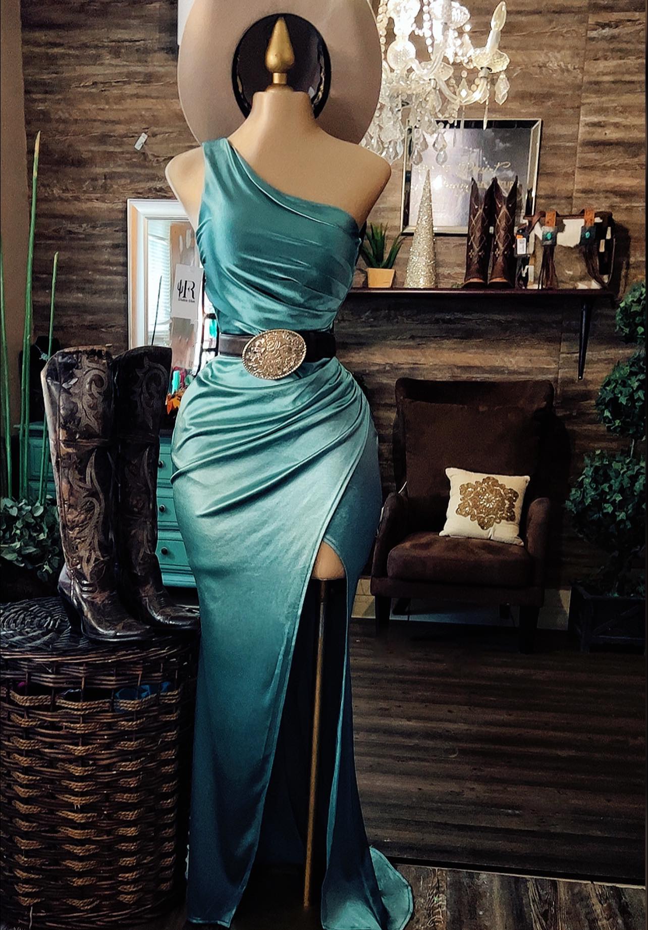 Women's one shoulder Slit Dress