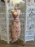 Pleated Floral One Sleeve Dress