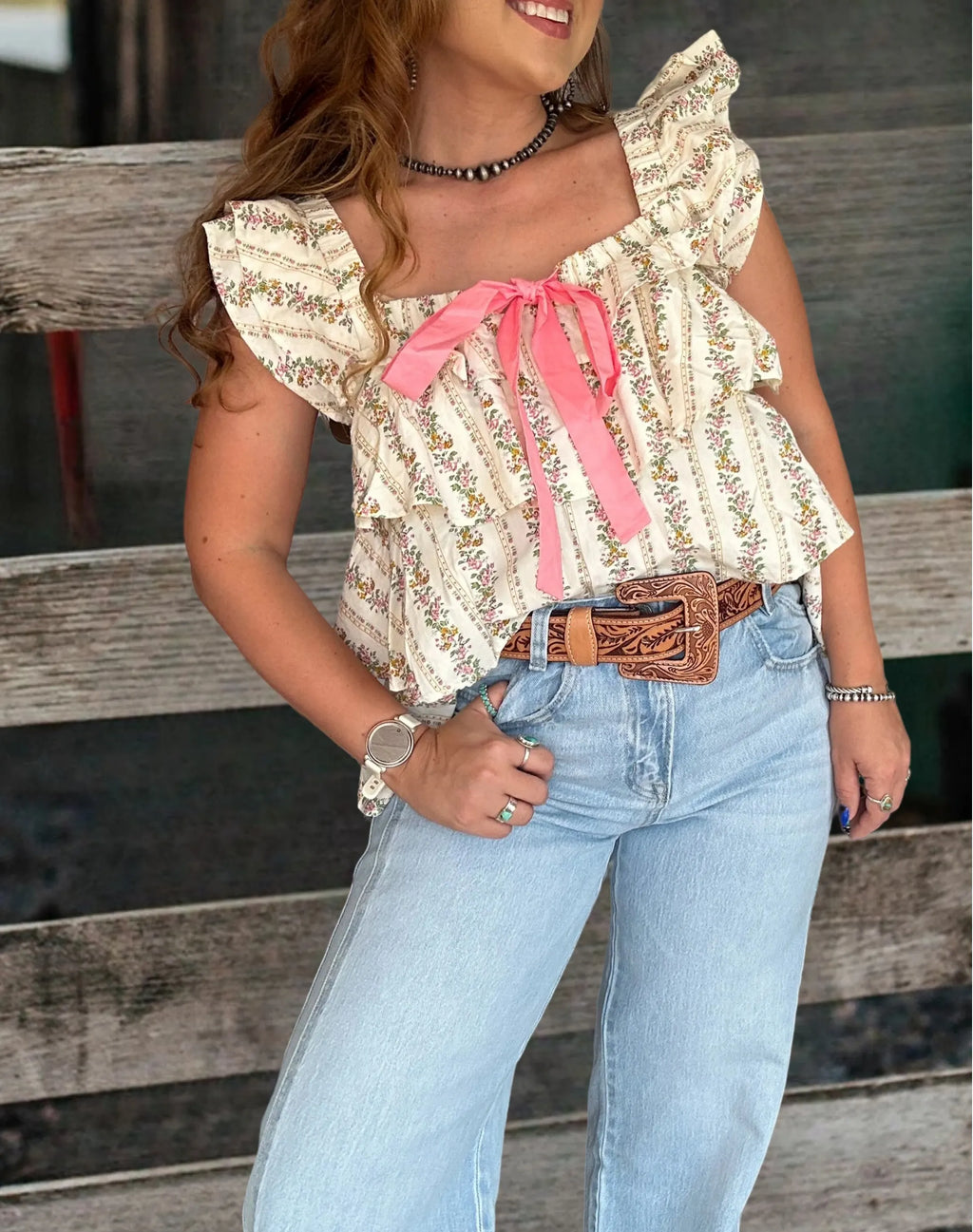 Prairie Rose Ruffle Tank Top