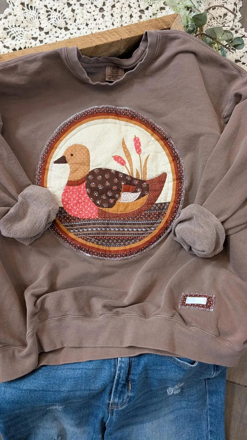 Farm GIRL & Geese Vintage Print Crewneck