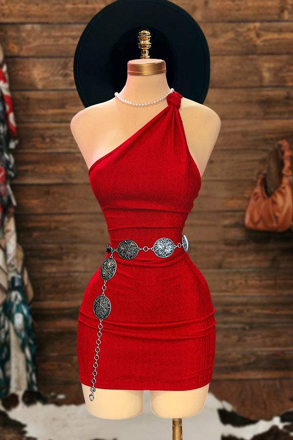 One-Shoulder Twist Mini Dress