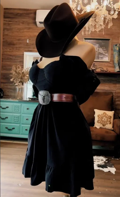 Black Midnight Rodeo Ruffle Dress