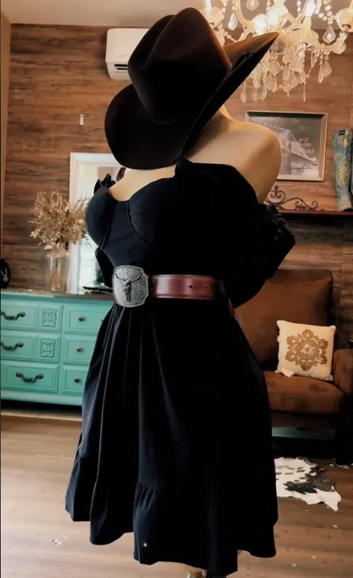 Black Midnight Rodeo Ruffle Dress