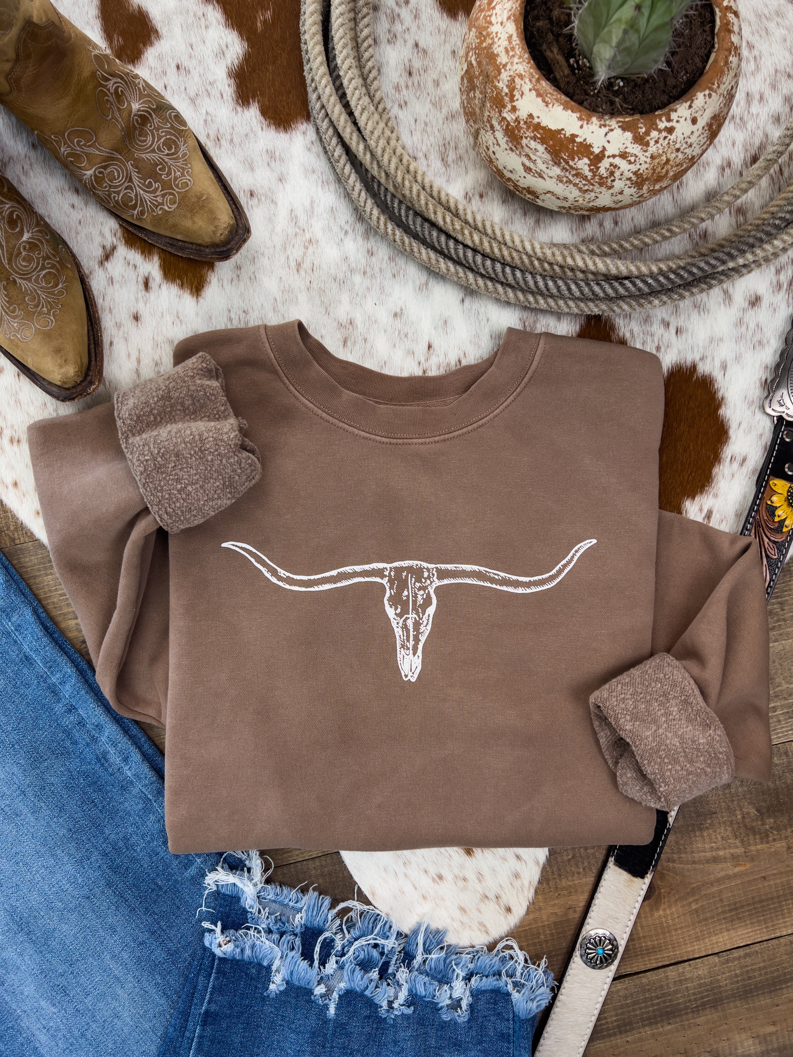 Longhorn Betty Crewneck