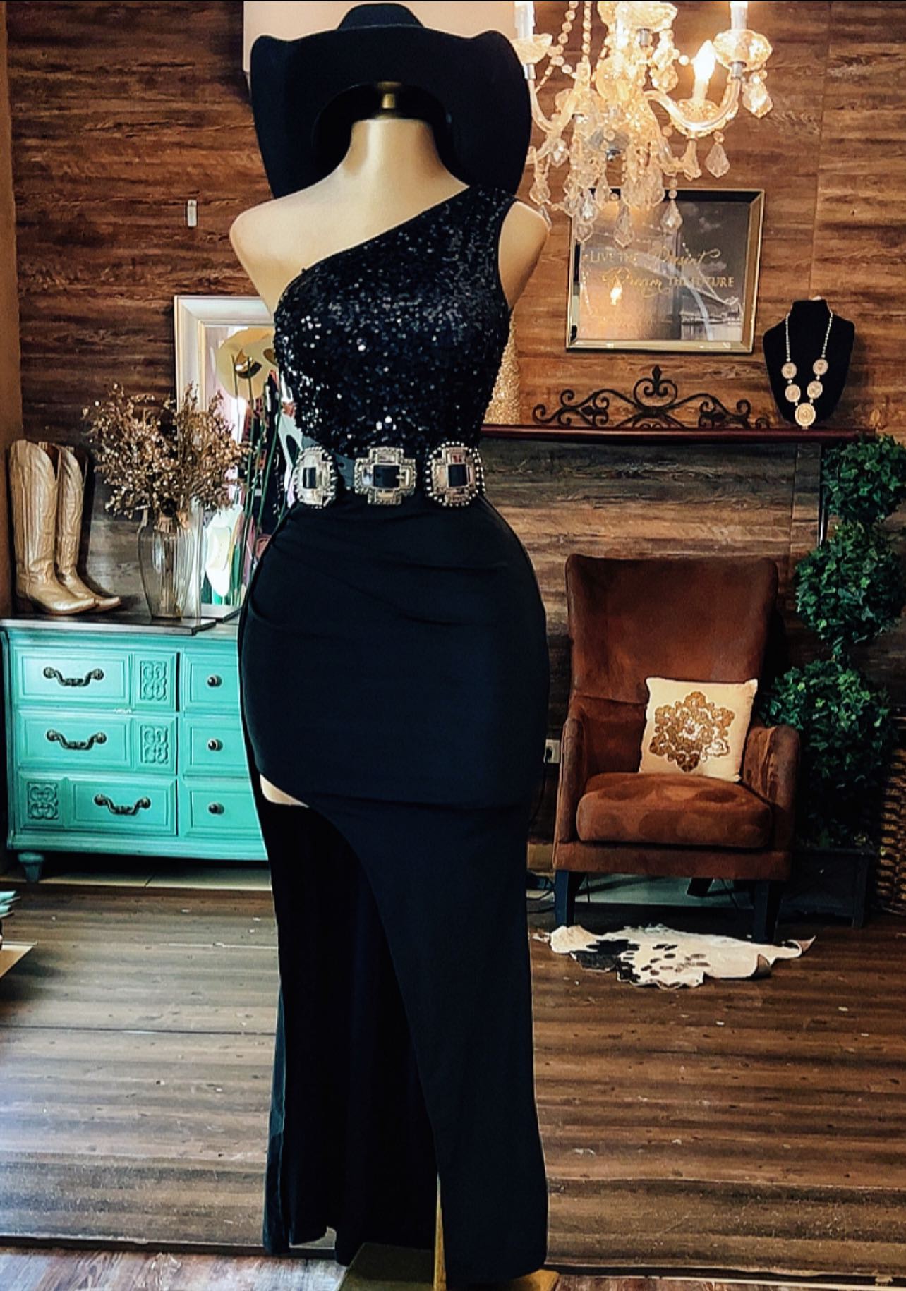 Glam One-Shoulder Sequin Maxi Dress