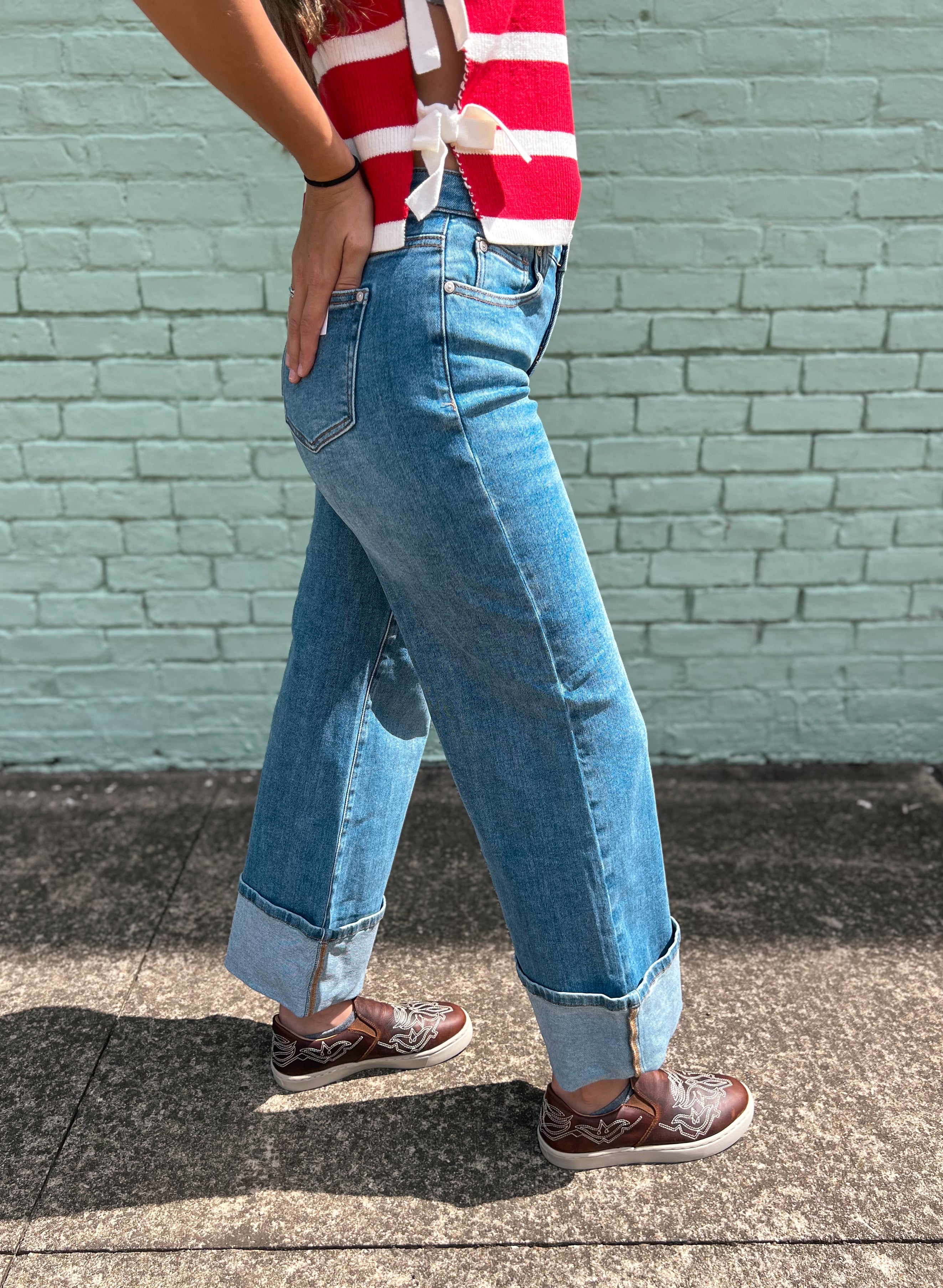 The Dani Cuffed Wide Leg Jeans