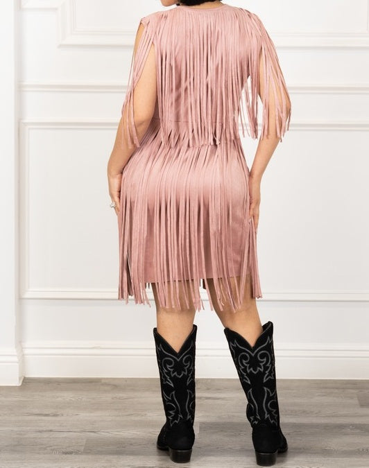 Western Sleeveless Long Fringes Dress