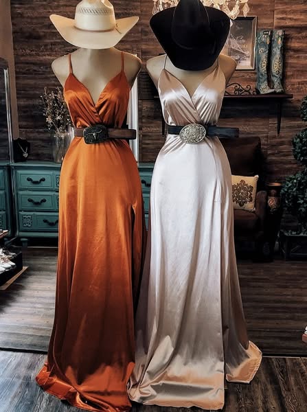 Desert Flame Satin Maxi Dress