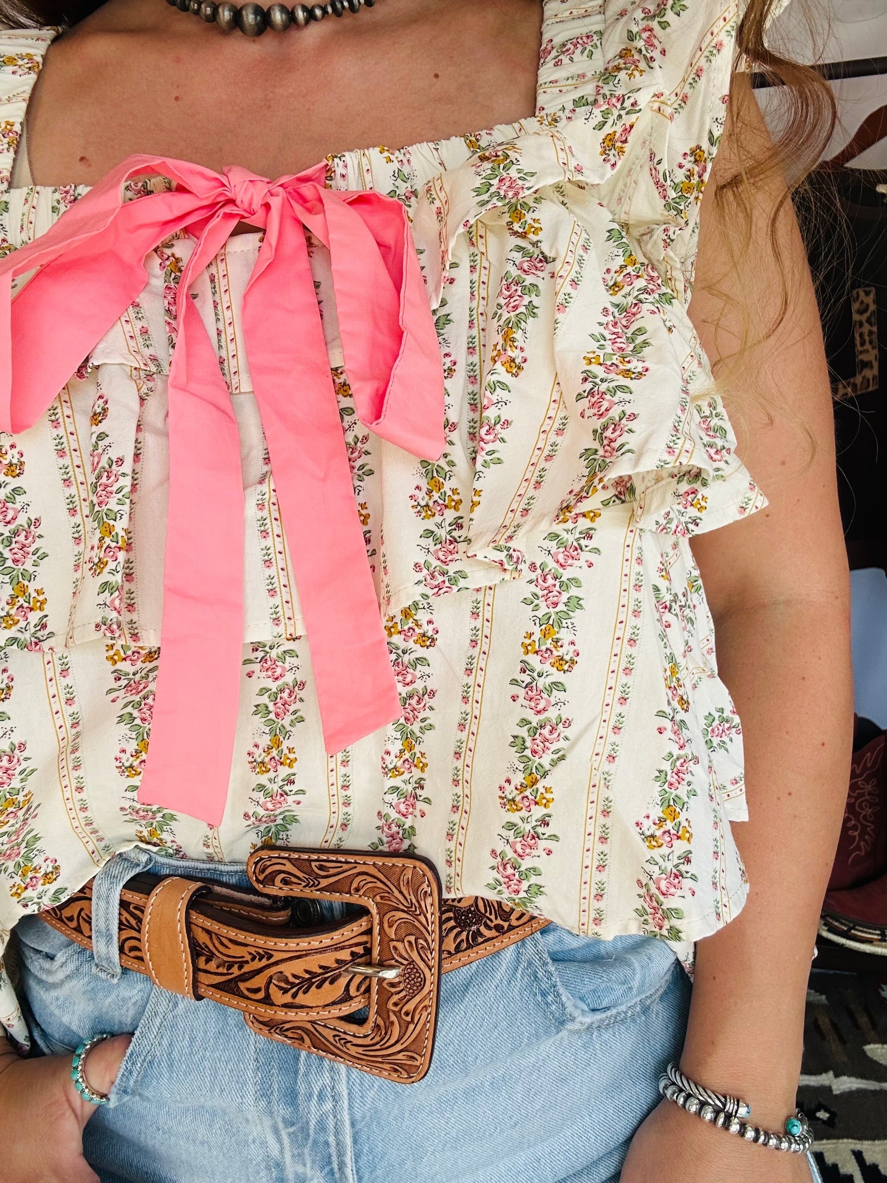 Prairie Rose Ruffle Tank Top